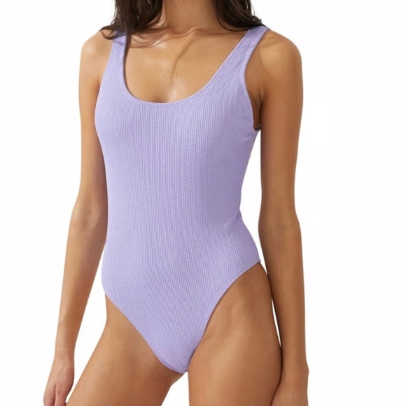 Cotton On Body Womens Low Back Lavender One Piece Ribbed Tank Swimsuit - Picture 1 of 7